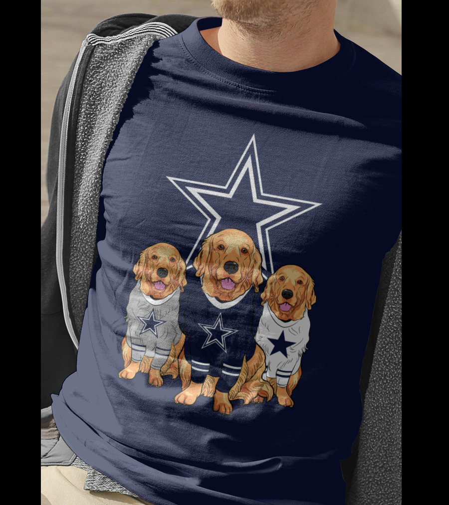 Dallas Cowboys Golden Retrievers Trio T-Shirt