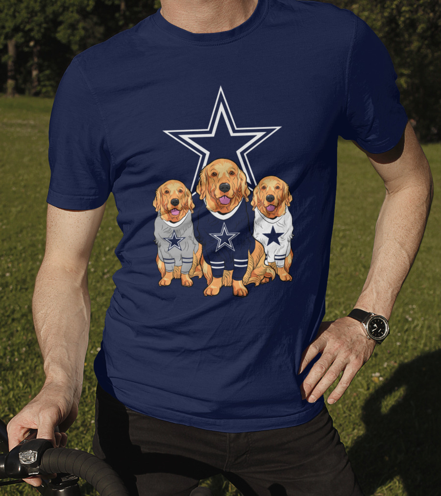 Dallas Cowboys Golden Retrievers Trio T-Shirt