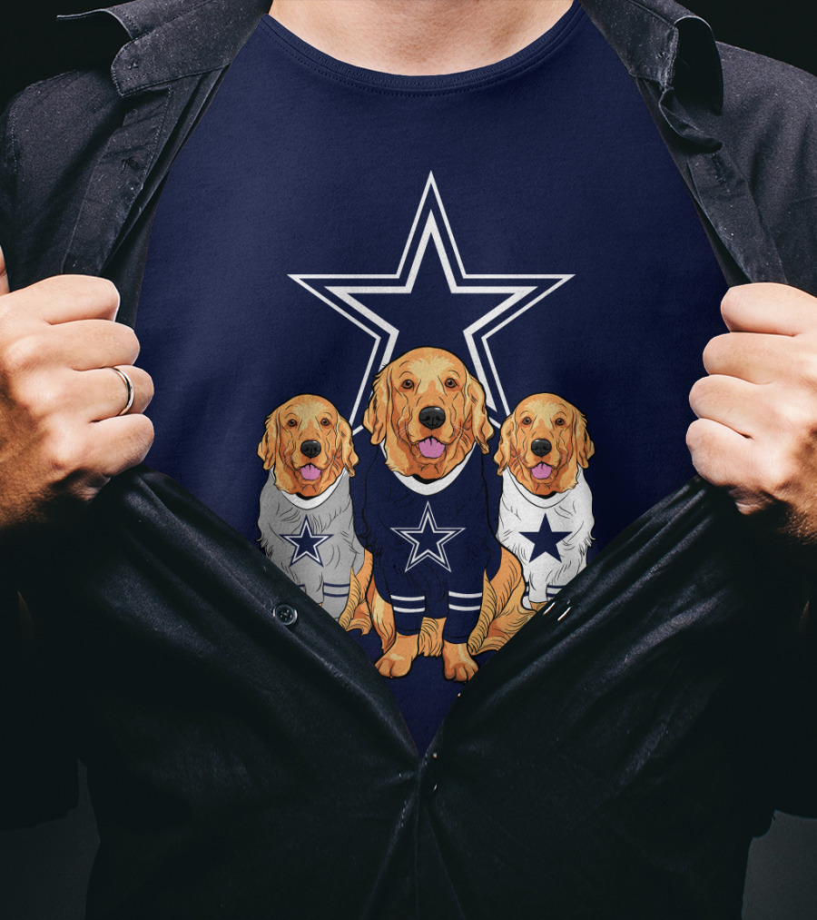 Dallas Cowboys Golden Retrievers Trio T-Shirt