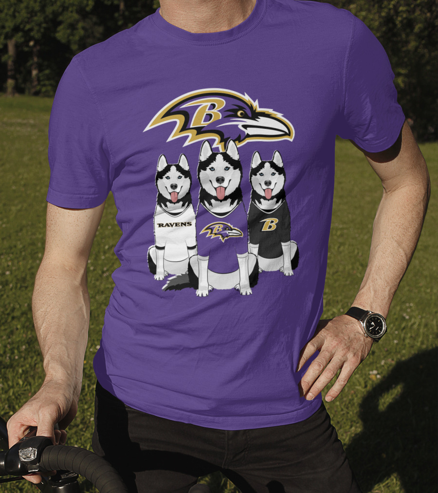 Ravens Husky Trio With Baltimore Ravens T-Shirt