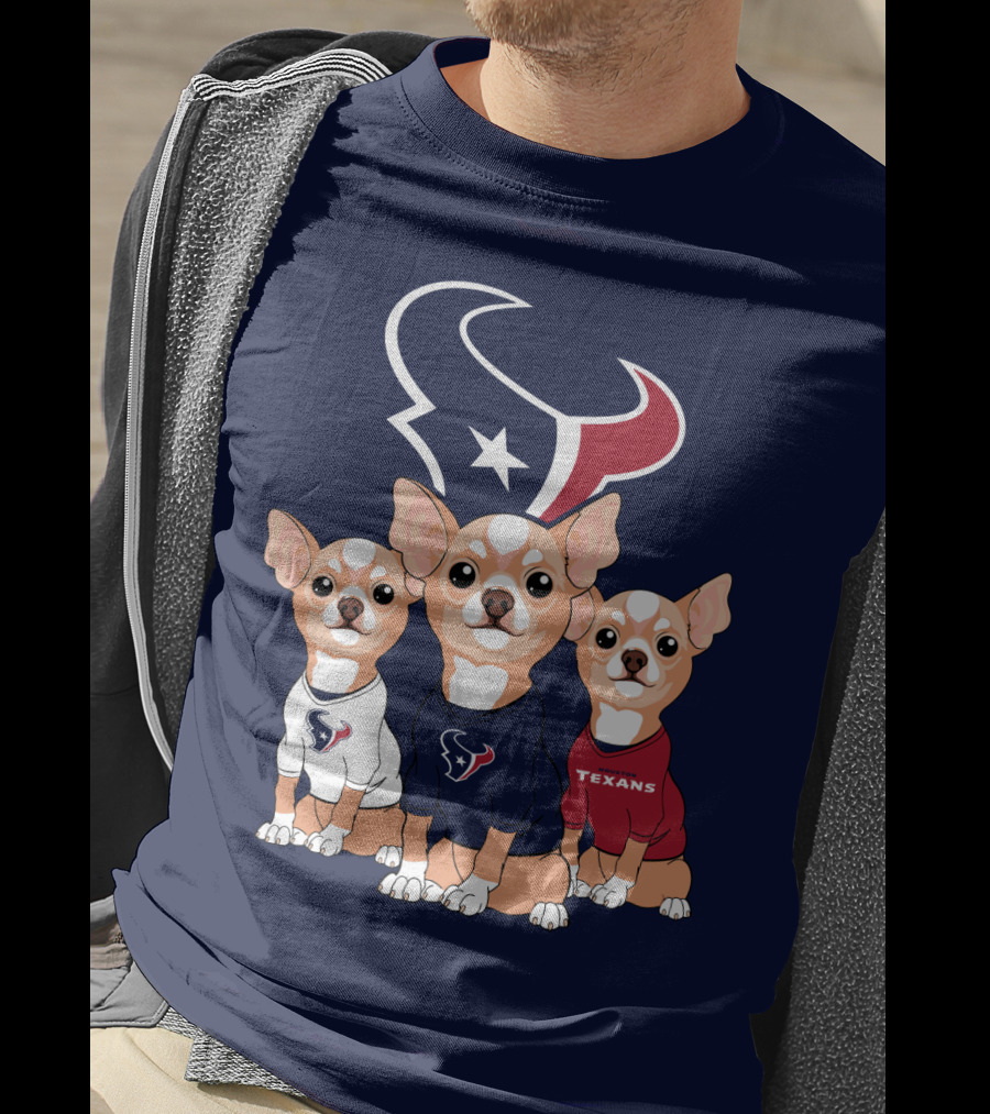 Houston Texans Chihuahua Trio Fan T-Shirt