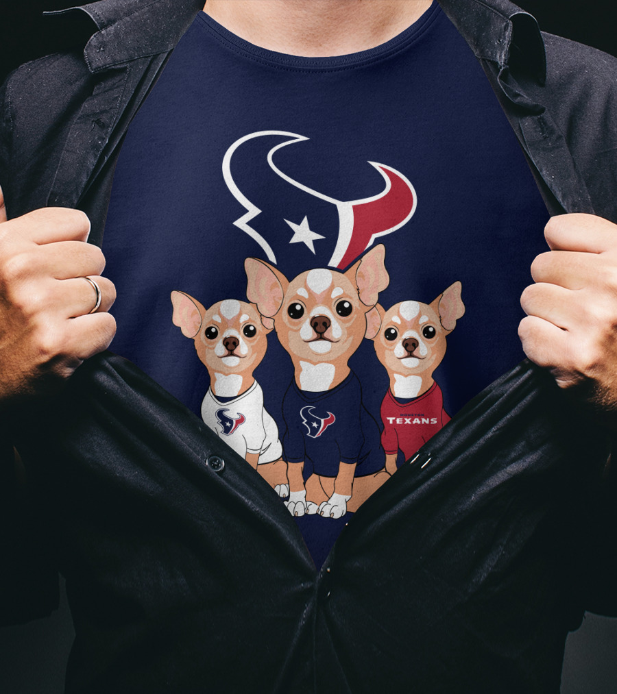 Houston Texans Chihuahua Trio Fan T-Shirt