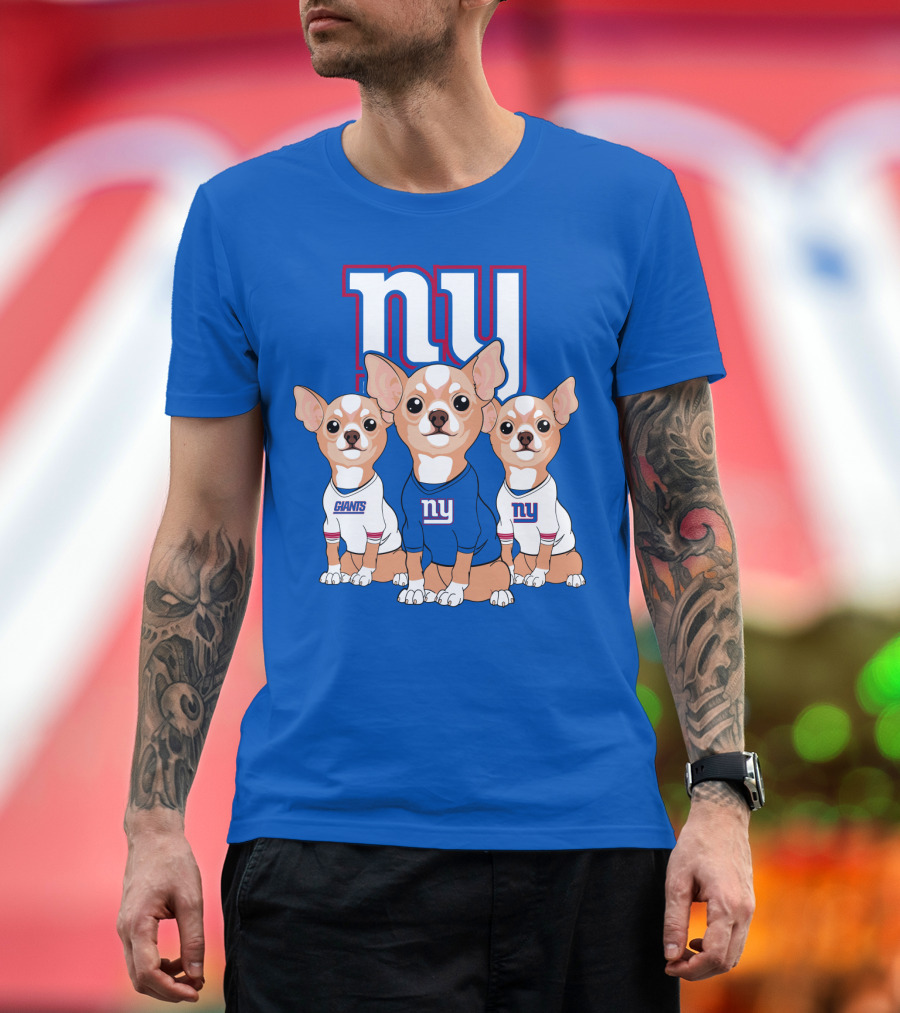 New York Giants Chihuahua Trio T-Shirt