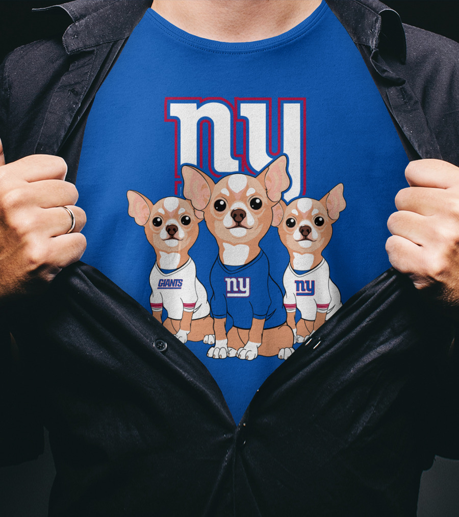 New York Giants Chihuahua Trio T-Shirt
