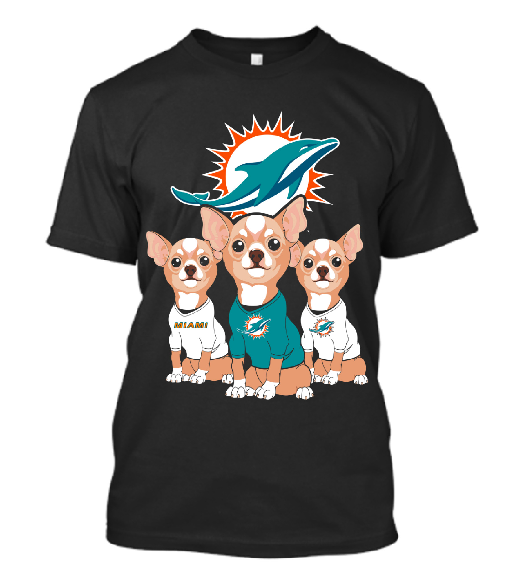 Miami Dolphins Chihuahua Trio T-Shirt