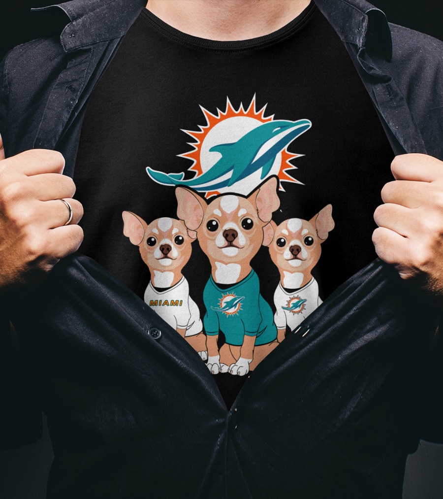 Miami Dolphins Chihuahua Trio T-Shirt