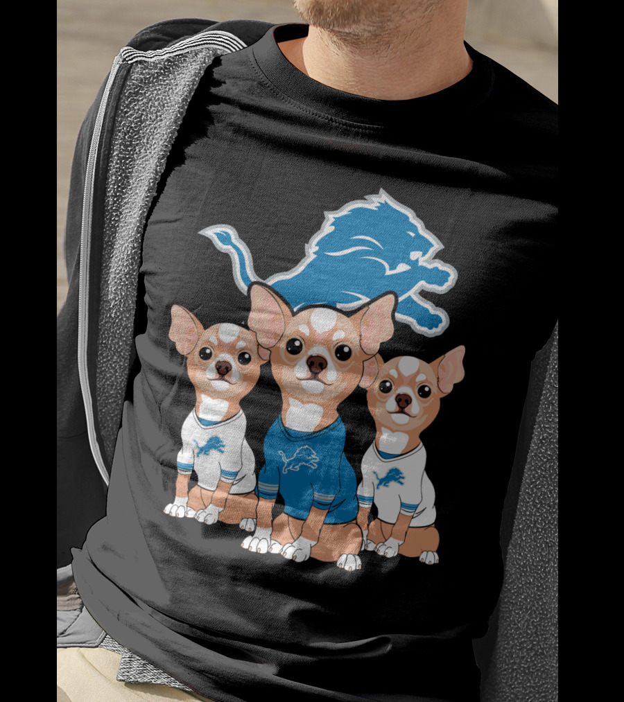 Detroit Lions Chihuahua Trio T-Shirt