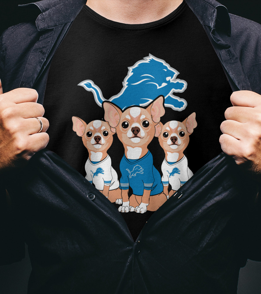 Detroit Lions Chihuahua Trio T-Shirt
