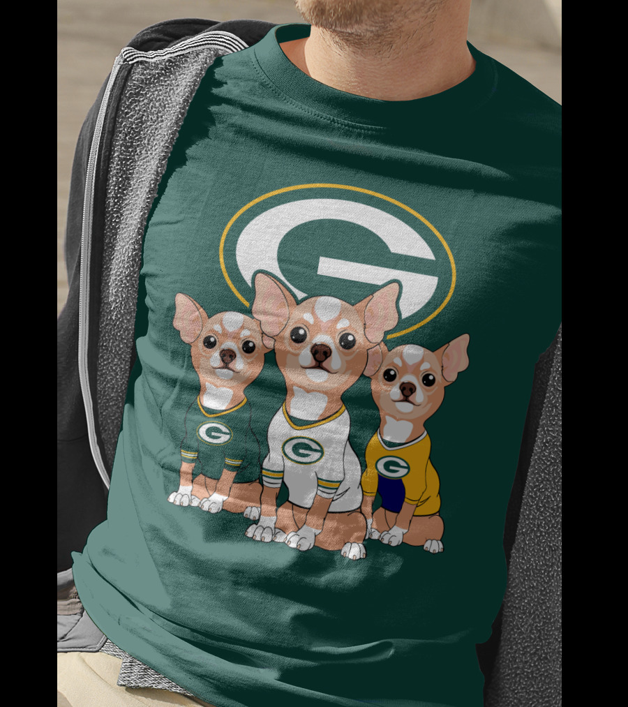 Green Bay Packers Chihuahua Trio T-Shirt