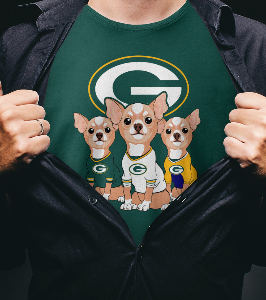 Green Bay Packers Chihuahua Trio T-Shirt