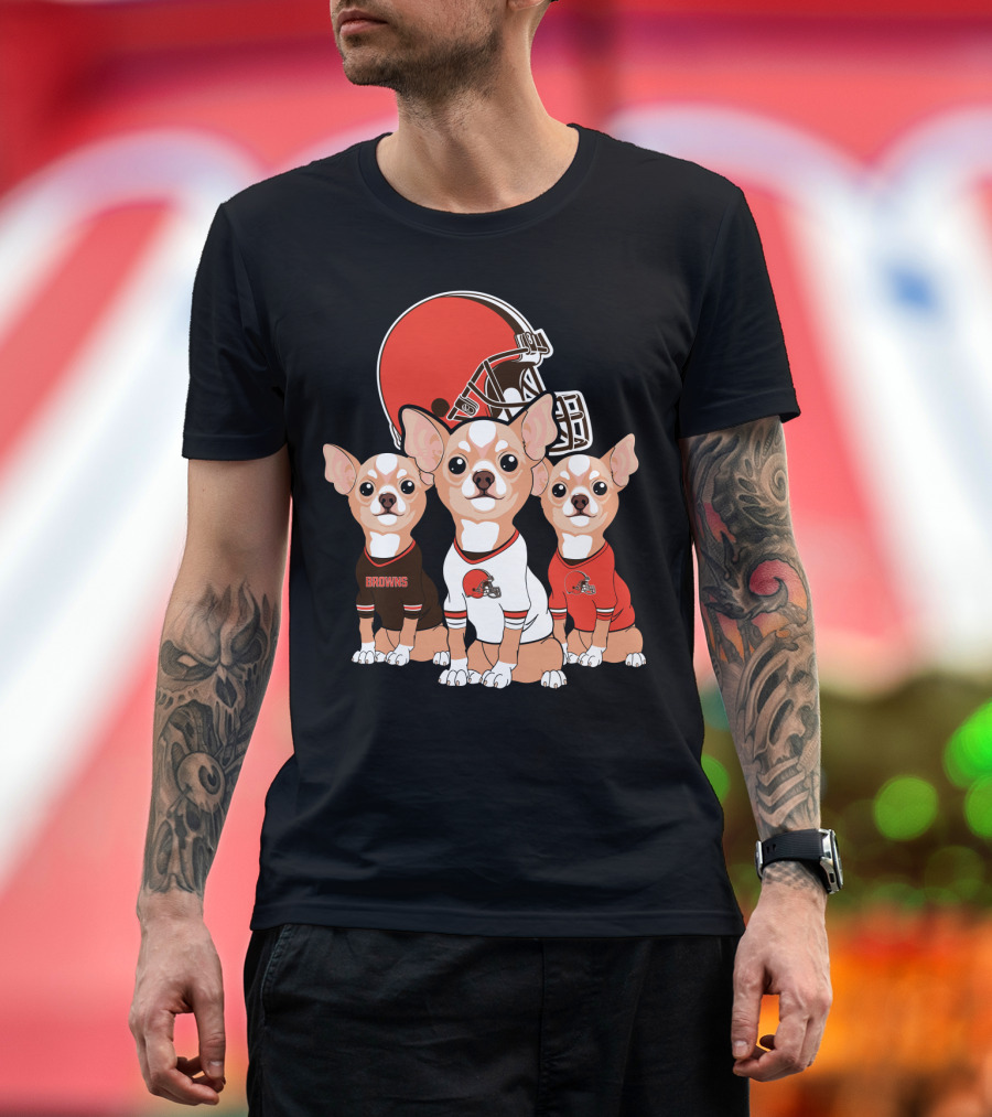 Browns Football Chihuahua Trio T-Shirt