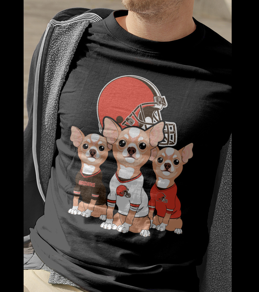 Browns Football Chihuahua Trio T-Shirt