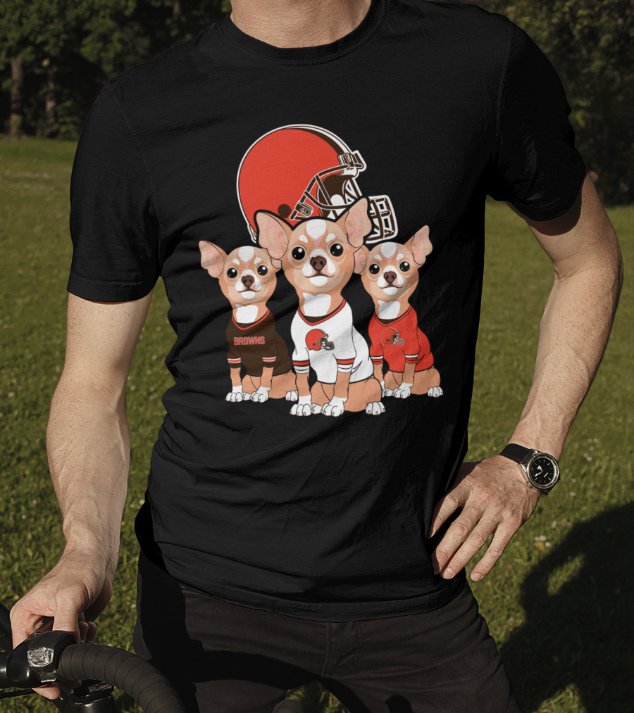 Browns Football Chihuahua Trio T-Shirt