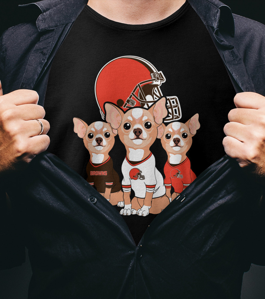 Browns Football Chihuahua Trio T-Shirt