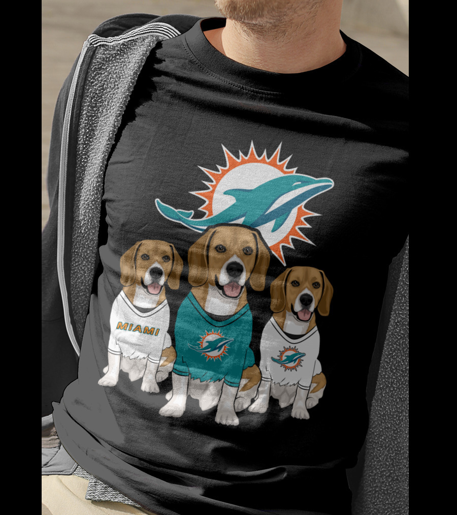 Miami Dolphins Beagle Trio T-Shirt