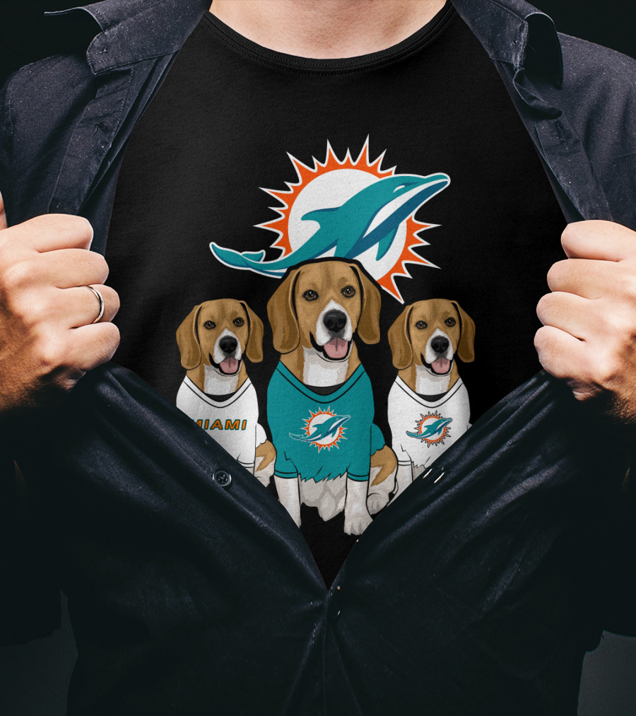 Miami Dolphins Beagle Trio T-Shirt