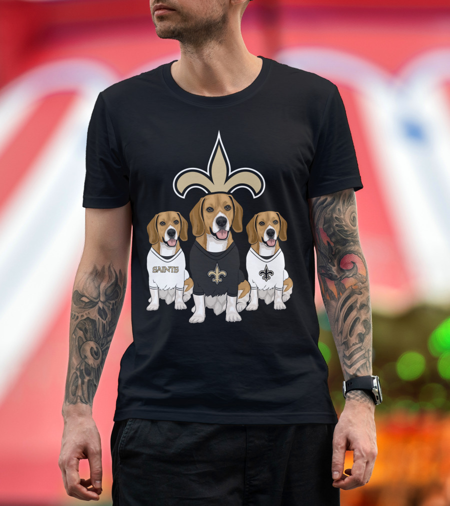 Saints Beagle Trio With Fleur-De-Lis T-Shirt