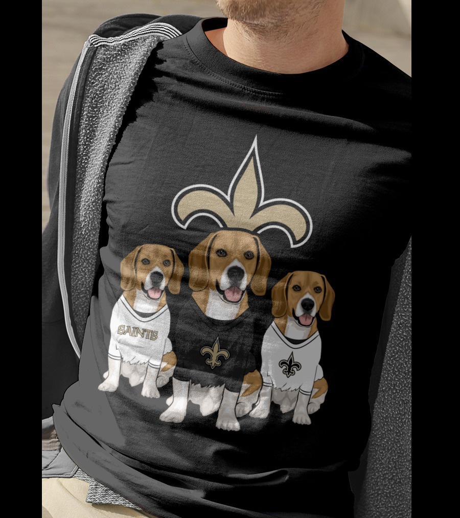 Saints Beagle Trio With Fleur-De-Lis T-Shirt