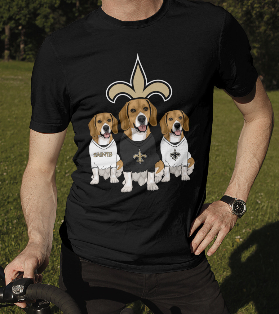 Saints Beagle Trio With Fleur-De-Lis T-Shirt