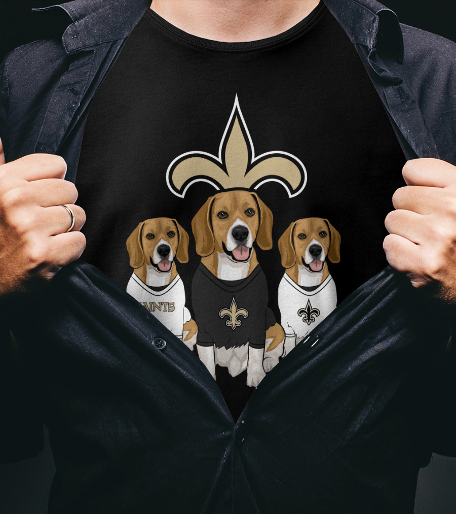 Saints Beagle Trio With Fleur-De-Lis T-Shirt