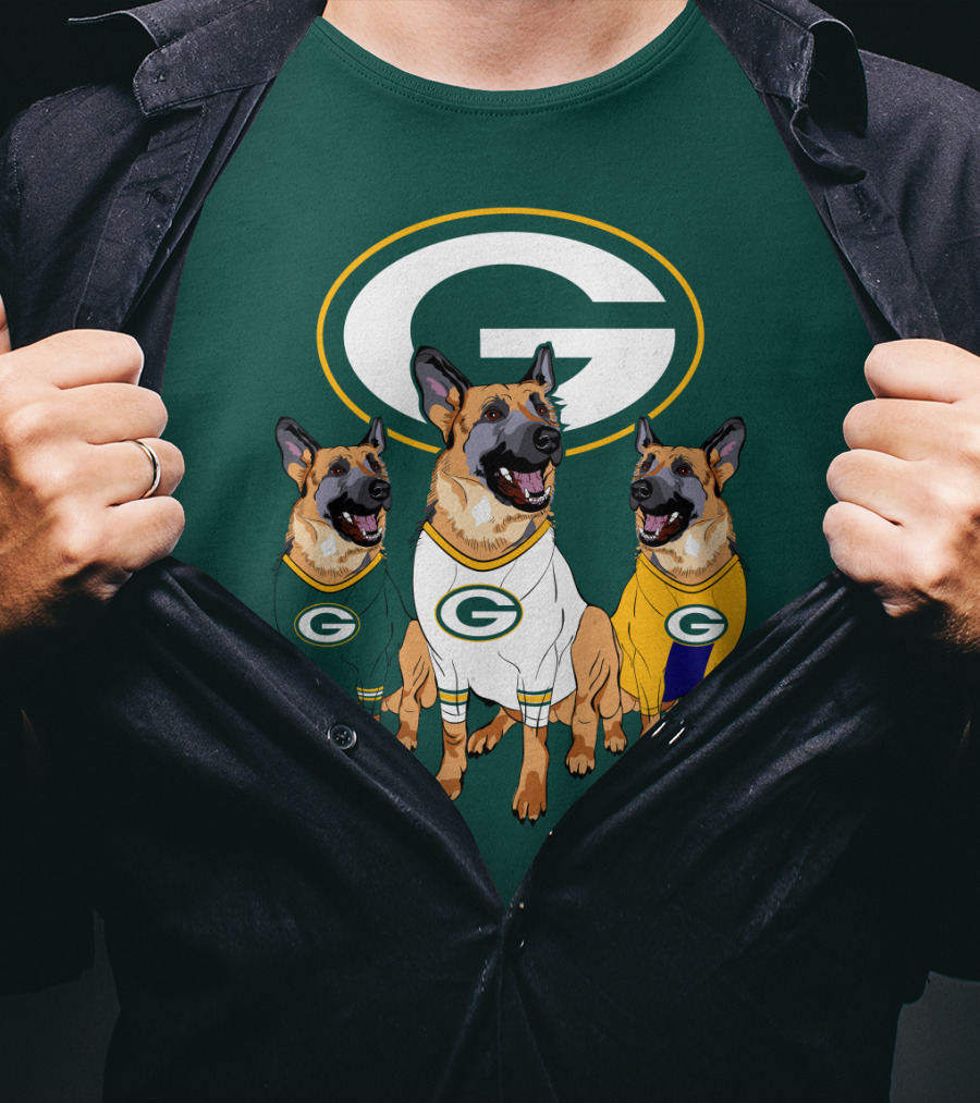 Green Bay Packers German Shepherd Trio T-Shirt