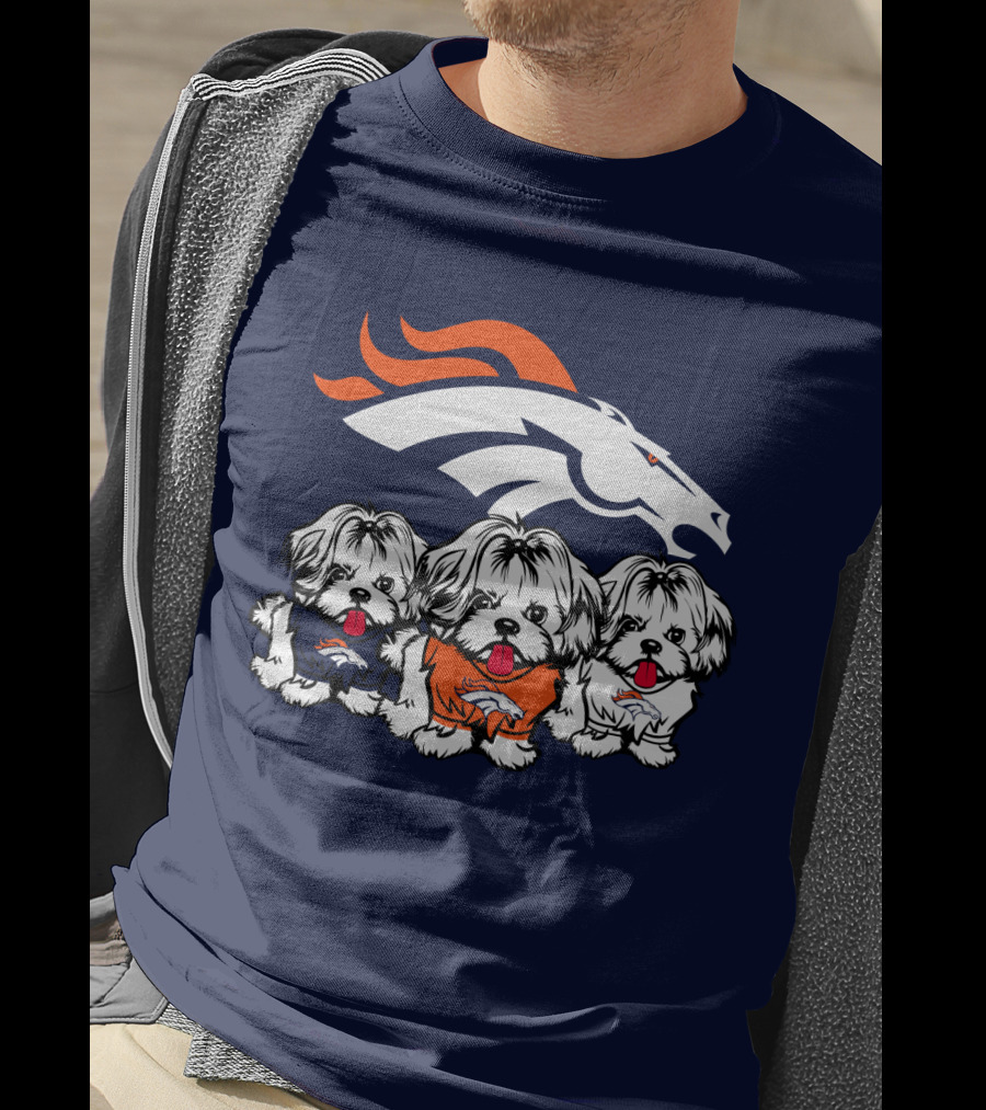Shih Tzu Dogs Denver Broncos NFL Football Fan T-Shirt
