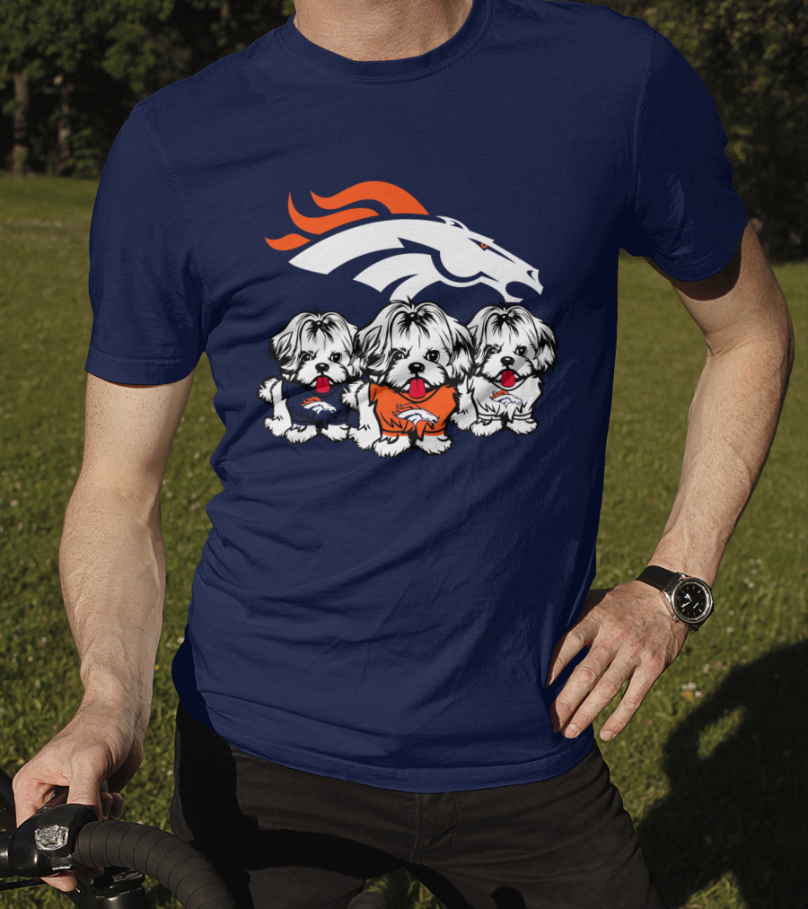 Shih Tzu Dogs Denver Broncos NFL Football Fan T-Shirt