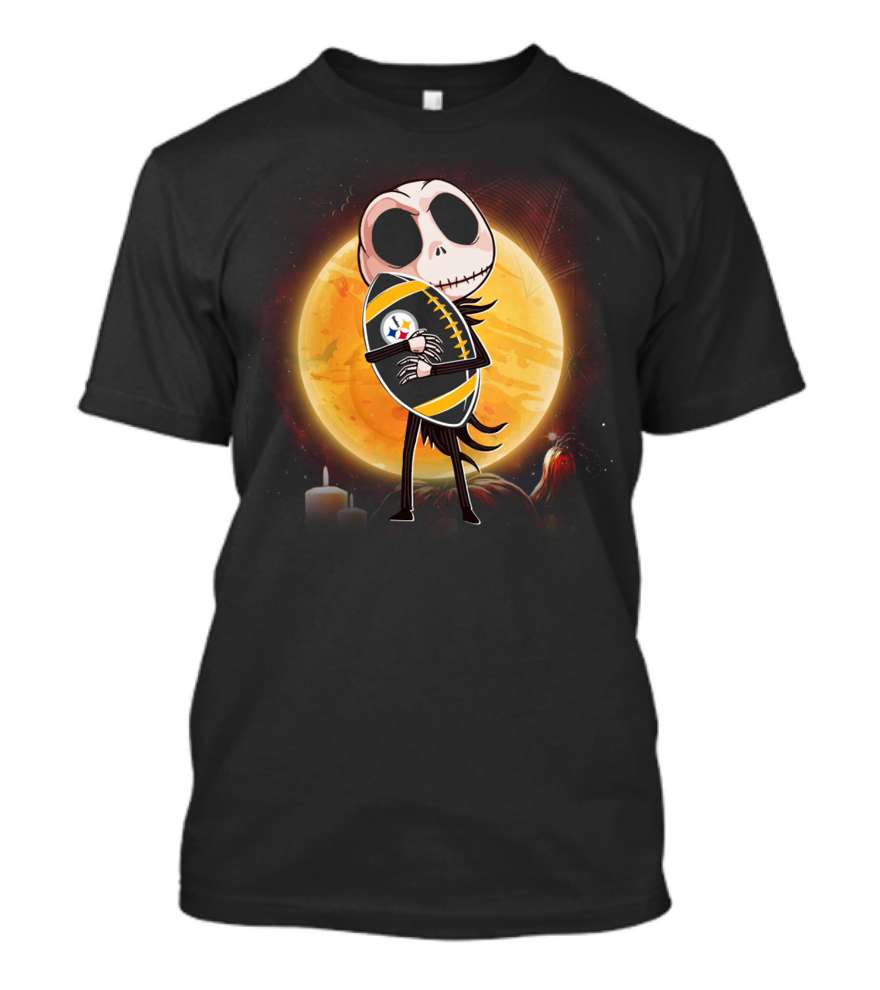 Halloween Moon Skeleton Football Fan T-Shirt