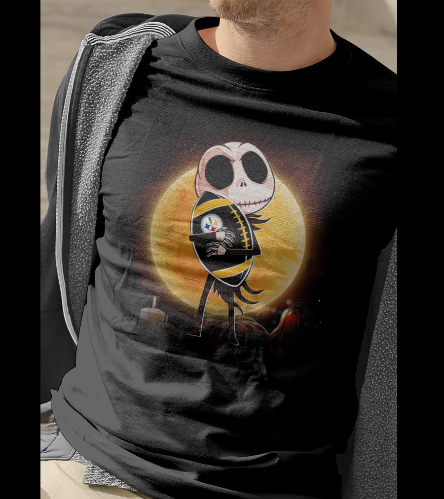 Halloween Moon Skeleton Football Fan T-Shirt