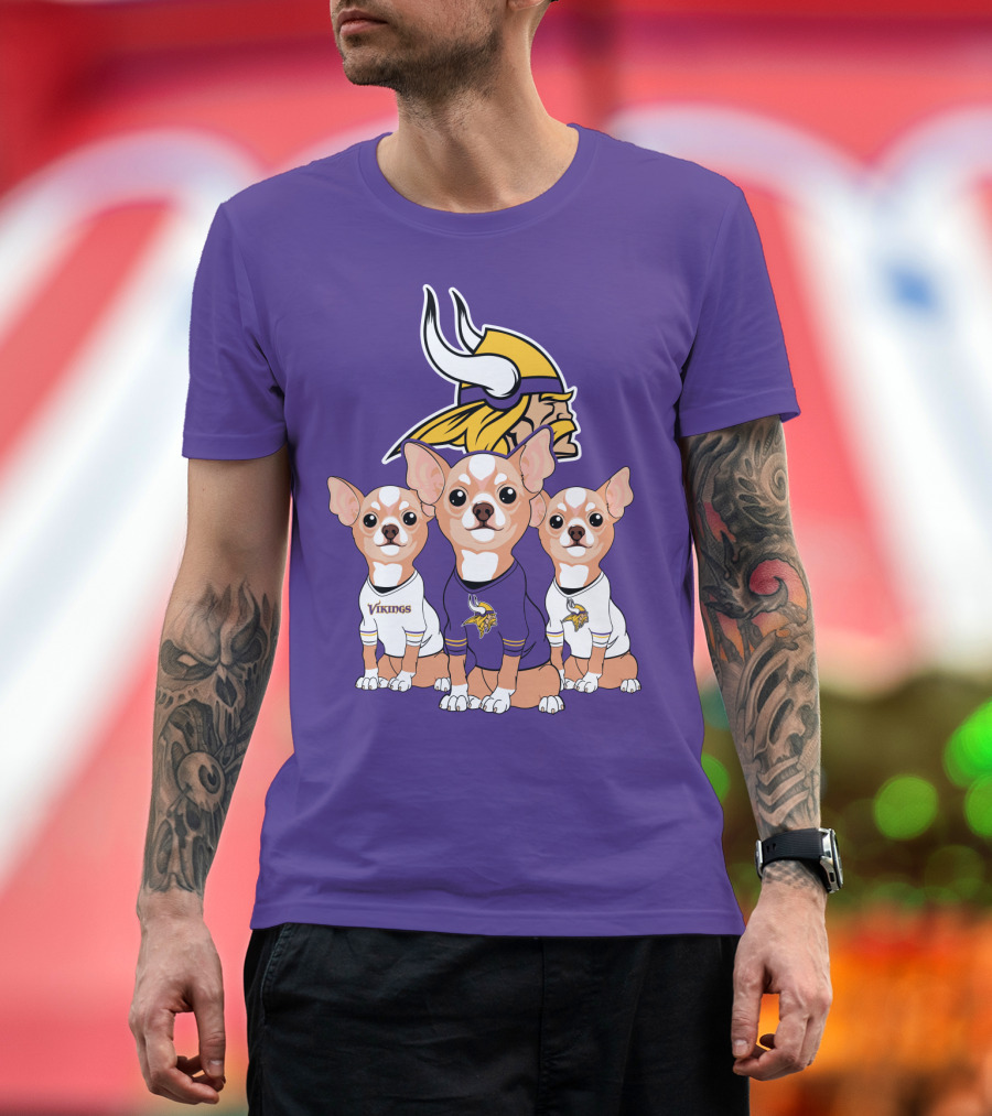 Minnesota Vikings Chihuahua Trio T-Shirt