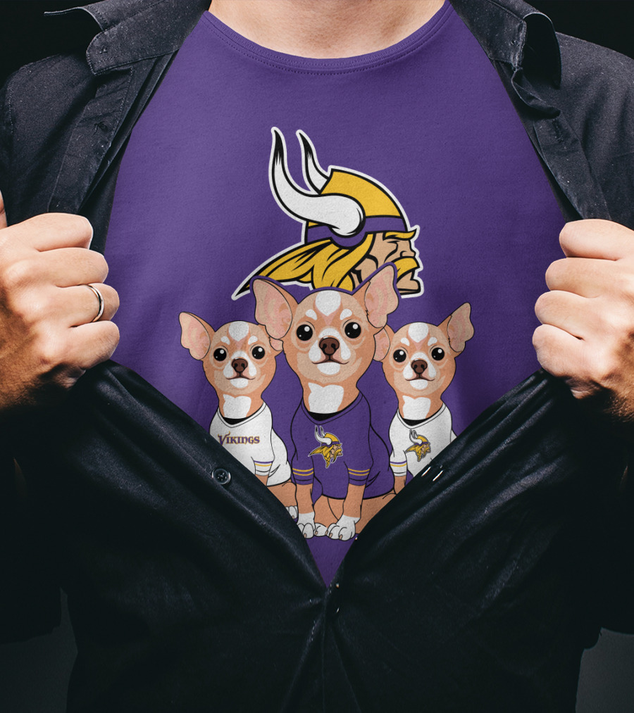 Minnesota Vikings Chihuahua Trio T-Shirt