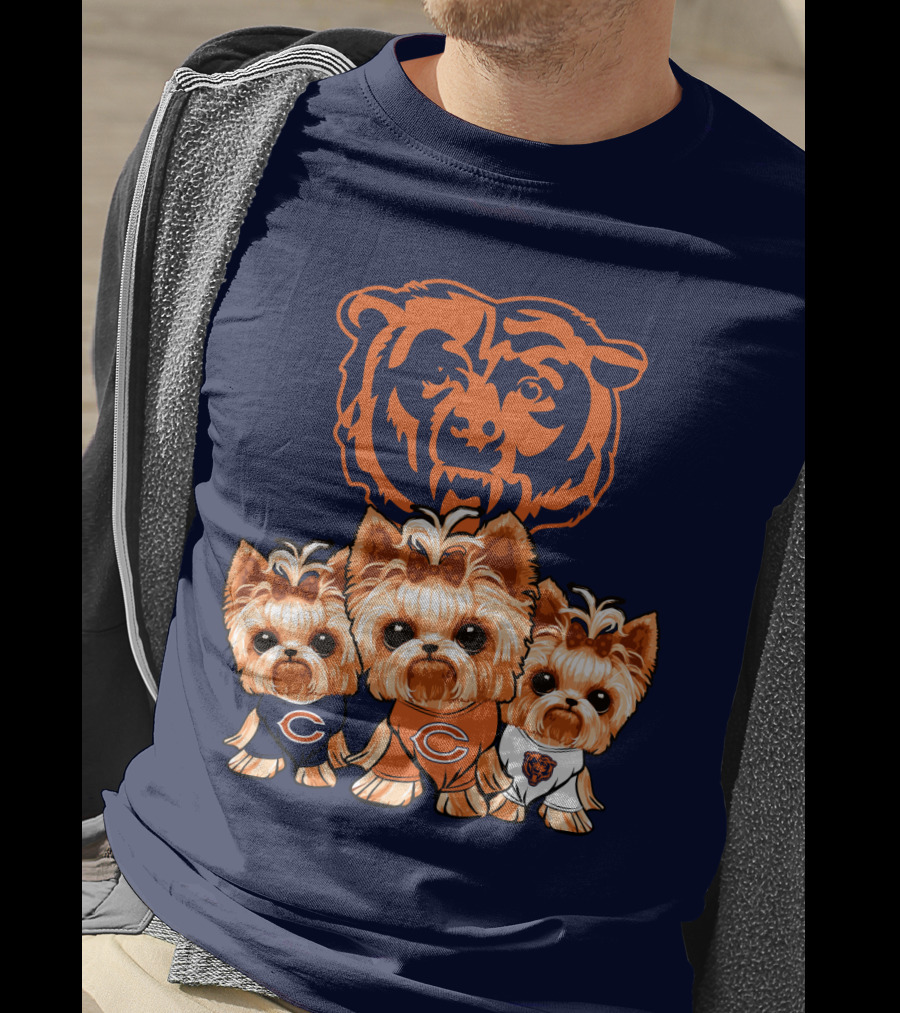 Chicago Bears Yorkshire Terrier Puppy Trio T-Shirt