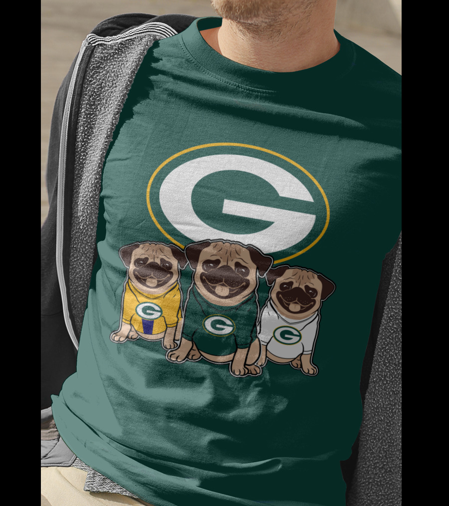 Green Bay Packers Pug Trio T-Shirt