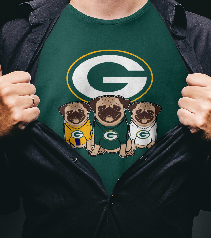 Green Bay Packers Pug Trio T-Shirt