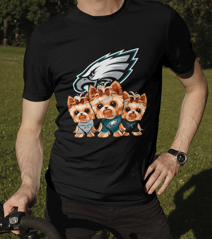 Philadelphia Eagles Yorkshire Terrier Puppy Trio T-Shirt