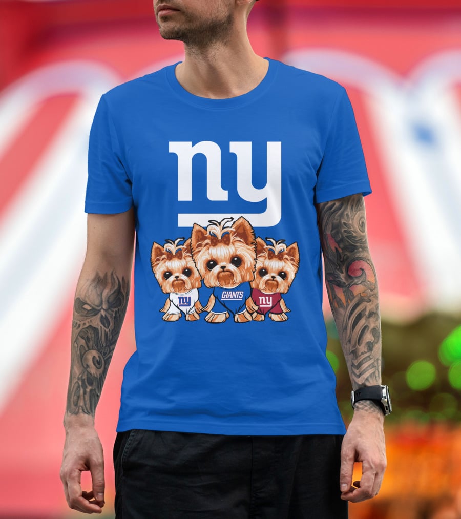 New York Giants Yorkshire Terrier T-Shirt