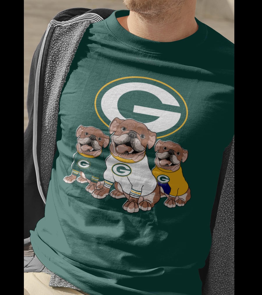 Bulldogs Wearing Green Bay Packers Jerseys T-Shirt