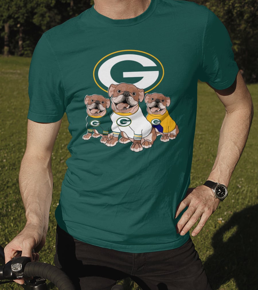 Bulldogs Wearing Green Bay Packers Jerseys T-Shirt