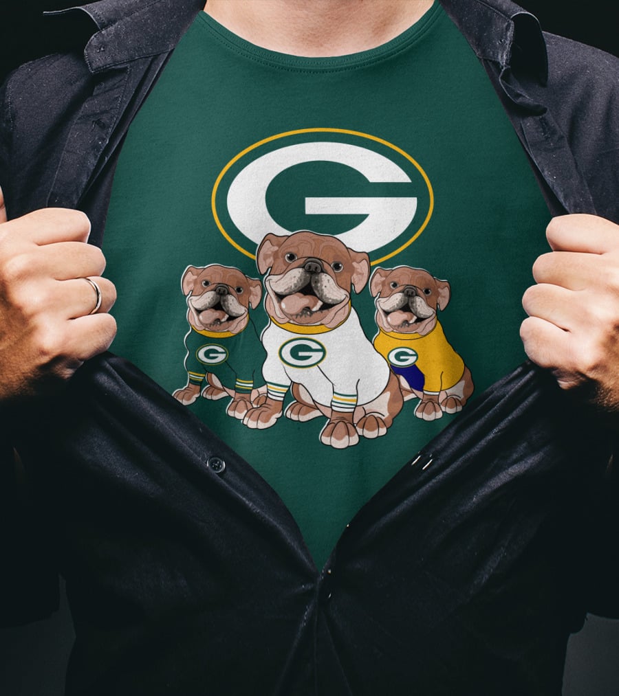 Bulldogs Wearing Green Bay Packers Jerseys T-Shirt