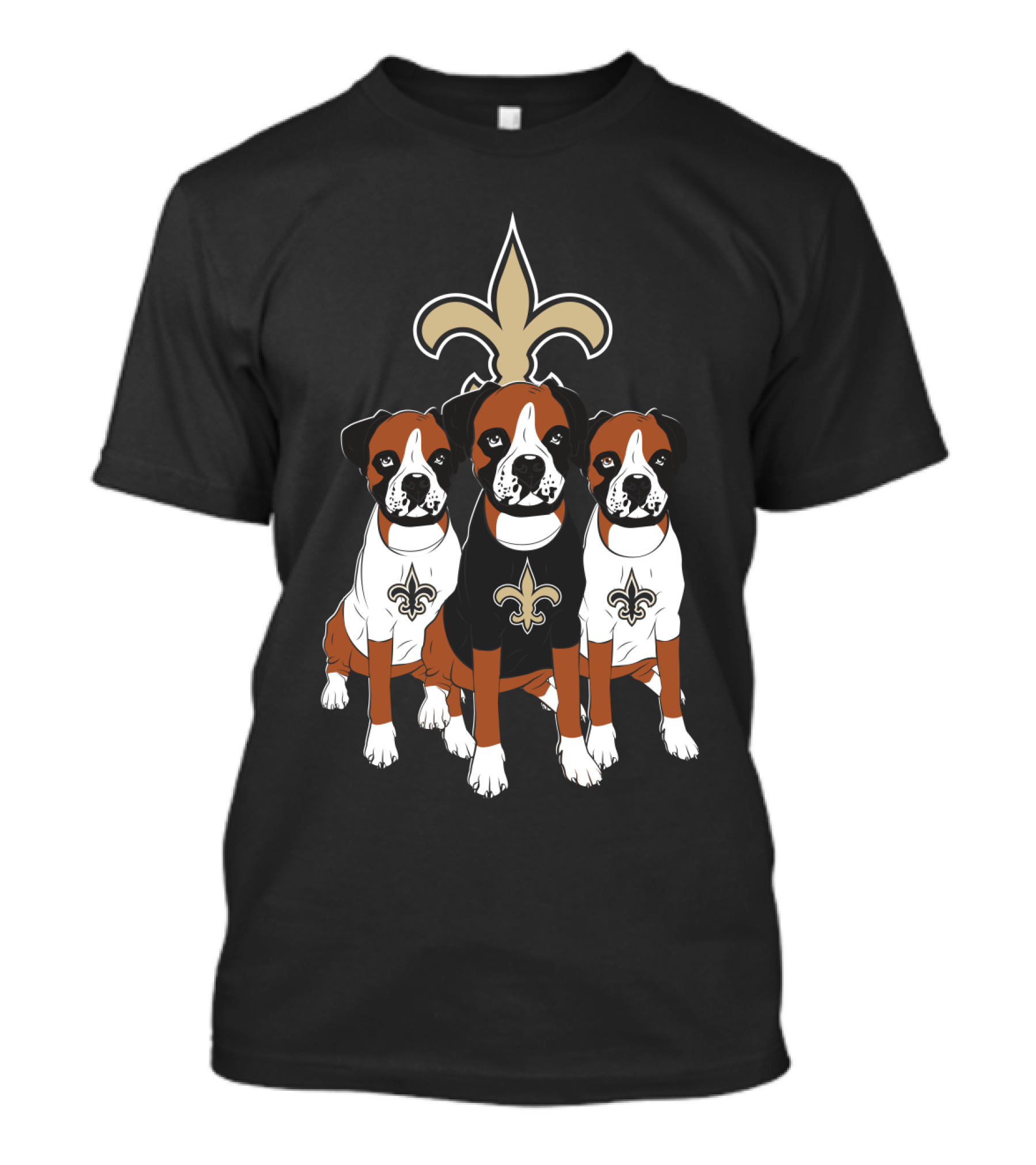 New Orleans Saints Boxer Dog Trio T-Shirt