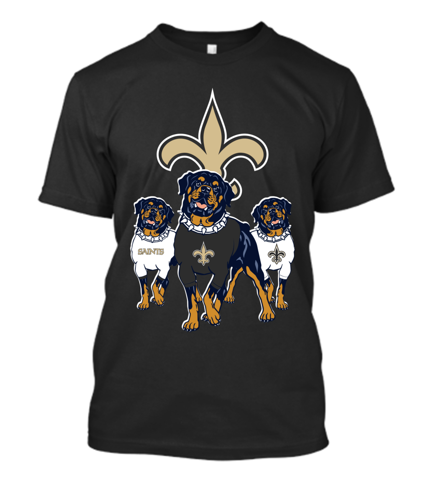 New Orleans Saints Rottweiler Trio Fleur-De-Lis T-Shirt