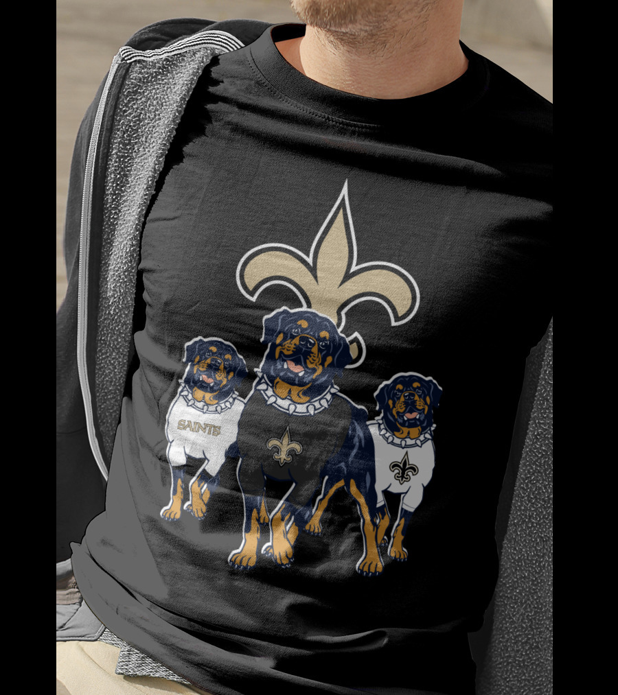 New Orleans Saints Rottweiler Trio Fleur-De-Lis T-Shirt
