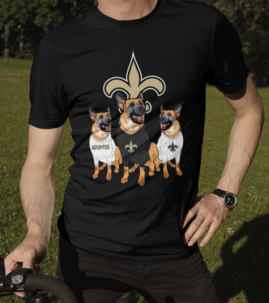 Saints Fleur-De-Lis German Shepherd Trio T-Shirt