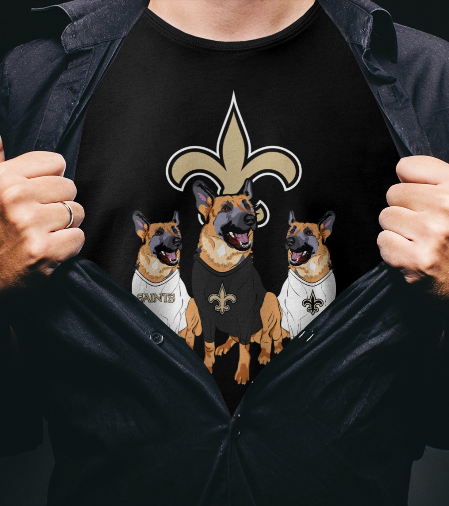 Saints Fleur-De-Lis German Shepherd Trio T-Shirt