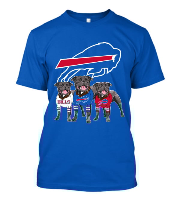 Buffalo Bills Pitbull Trio On Blue Buffalo T-Shirt