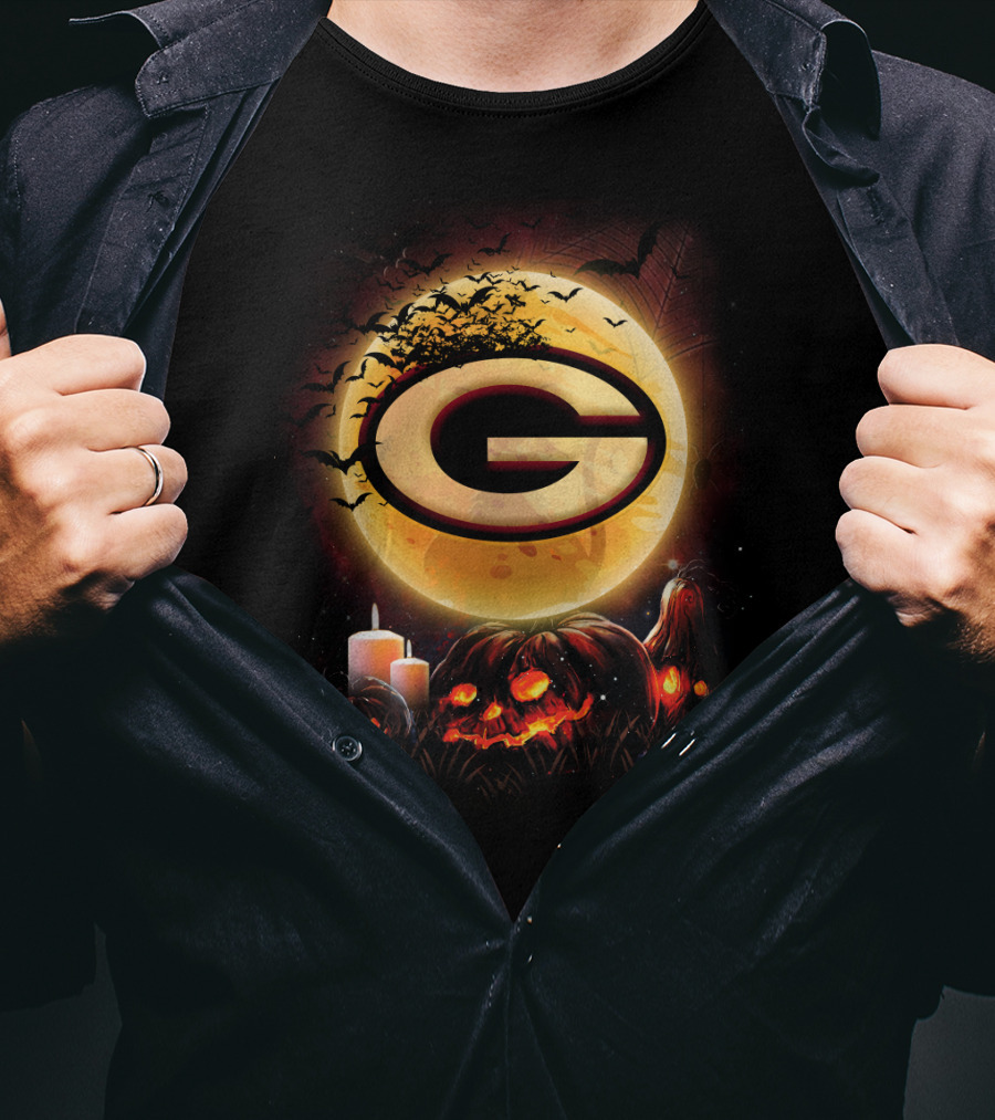 G Halloween Moon Bats Pumpkins Candles Ghosts T-Shirt