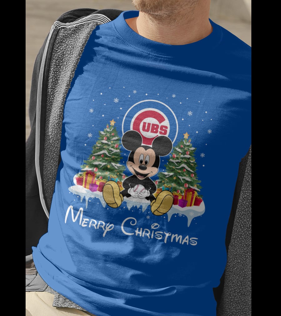 Merry Christmas Chicago Cubs Mickey Mouse T-Shirt