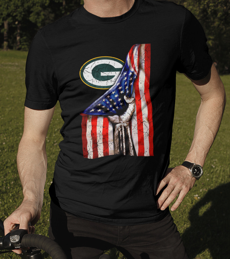 Patriotic Green Bay Packers American Flag Combination T-Shirt
