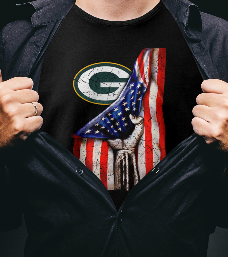 Patriotic Green Bay Packers American Flag Combination T-Shirt
