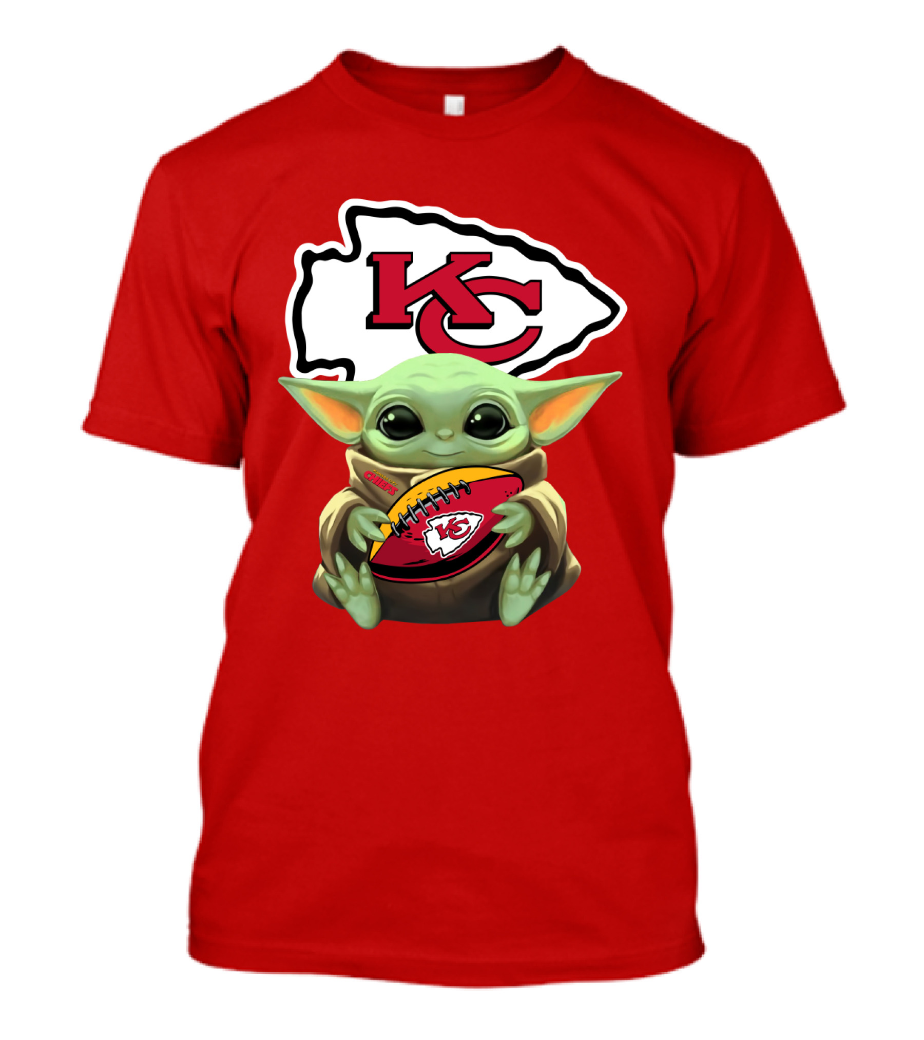 Baby Yoda Holds Kansas City Chiefs Football T-Shirt